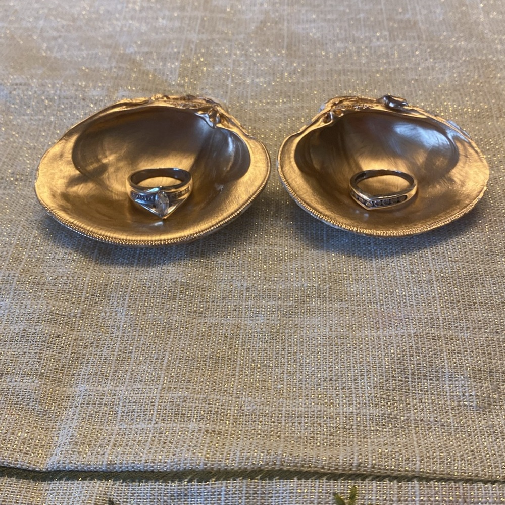 Clam shell trinket dish ring holder earrings rings jewelry. Handmade.
